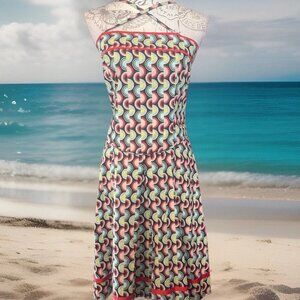 Top Shop UK 10 Strappy Sun Dress Retro /Fit& Flare Pleat